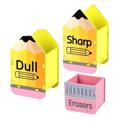 Set of 3, Pencil Holder for Desk, Sharp and Dull Pencil Holder Eraser Bucket - Image 1 of 4