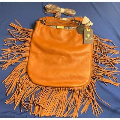 NUEVO Moda Luxe Marrón Grande Hobo Bandolera Bolso de Mano Cartera Flecos Cuero Poliure Foto 1 de 4