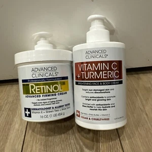 Advanced Clinicals Retinol Body Lotion + Brightening Vitamin C Cream 2pc Skin Ca - Picture 1 of 2