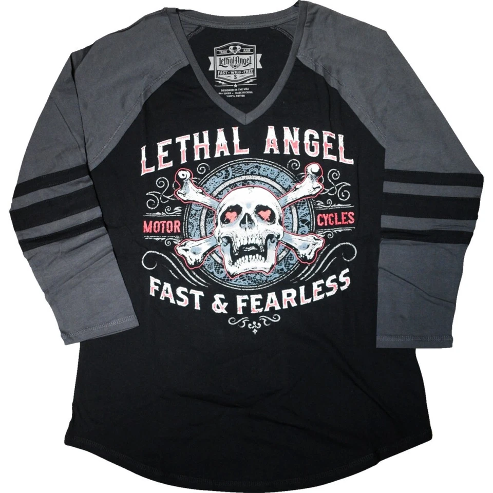 Camisetas de manga larga Lethal Threat Fast and Fearless para mujer 1XL negras/grises Foto 1 de 1