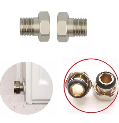 MARKENLOS 2x Heizkörper Verschraubung f Oventrop Heimeier Ventil DN15, 1/2" AG, ÜM 3/4" IG