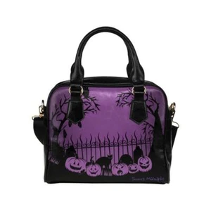 Sweet Midnight Trick or Treat Graveyard Pumpkins Haunted Halloween Handbag Purse - Picture 1 of 5