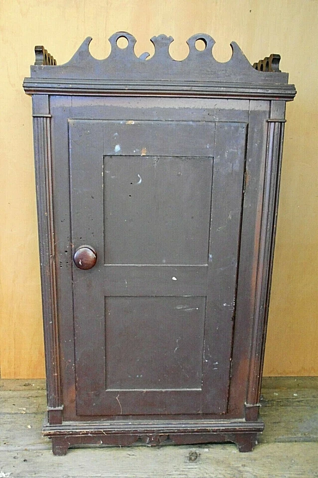 ARMÁRIO ANTIGO DE GELÉIA DESPENSA DO SÉCULO XIX EM PINTURA MARROM ESPANHOLA ANTIGA - Imagem 1 de 4