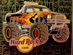 2021 HARD ROCK CAFE MONSTER TRUCK SERIES FLAMING GUITAR LE PIN - Picture 1 of 1