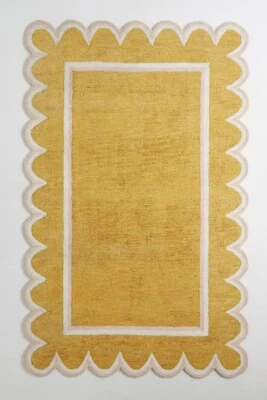 Tapete vieira tufado à mão cor amarela branca tapete de área de lã para quarto tamanho 8x10 pés - Imagem 1 de 3