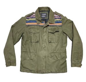 Mens M Olive Green Jacket Aztec Western Quilted Canvas Coat 