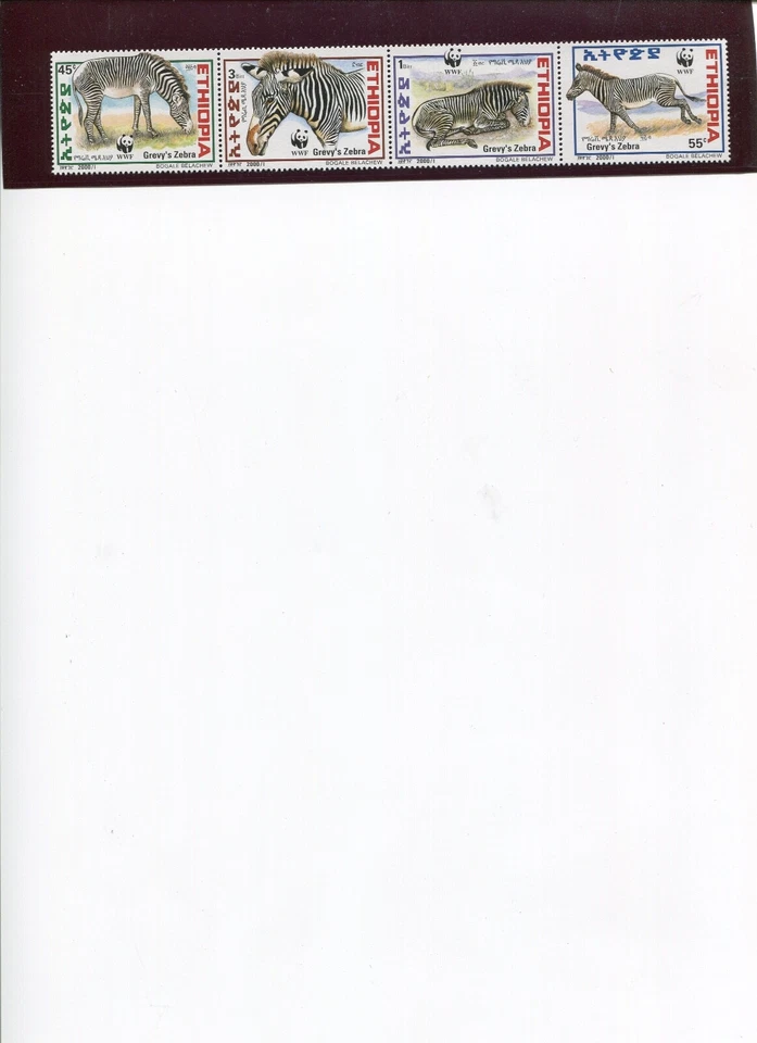 2001 WWF ETHIOPIA Grevy's Zebra  4V  MNH. - Image 1 of 1