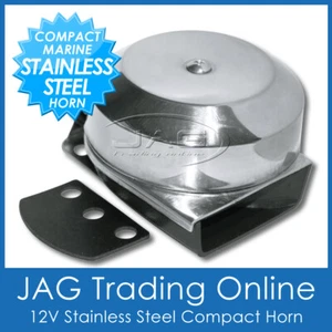 12V COMPACT ELECTRIC STAINLESS STEEL MARINE BOAT/CARAVAN/CAR/TRUCK HORN - Picture 1 of 2
