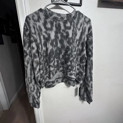 Suéter en Blanco NYC Para Mujer Gris Leopardo Pullover Top Sudadera Talla Grande Foto 1 de 4