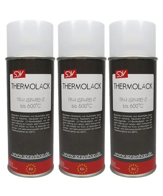 SDV CHEMIE THERMOLACK SPRAY TRANSPARENT 600°C 3x 400ml Auspufflack Hitzelack Hitzefest