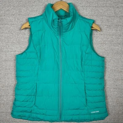 Lands End Sz M Petite MP Down Vest Quilted Puffer Turquoise Blue Cottage - Image 1 of 4