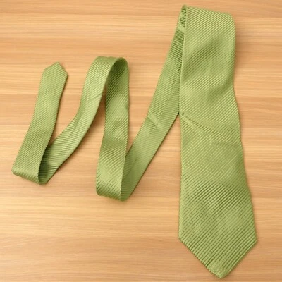 Green Neck Tie Mens Solid Striped Silk Trendy Necktie Stain Resistant COVINGTON - Image 1 of 4