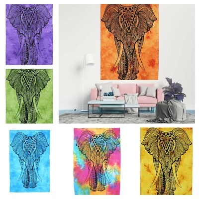 Elephant Wall Hanging Tapestry Indie Hippie Boho Cotton Home Decor Bohemian - Image 1 of 2