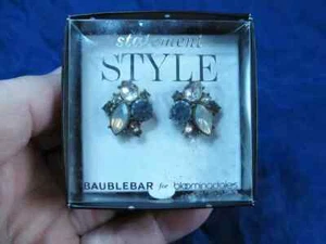 NEW Baublebar Bloomingdales Statement Style Gunmetal Crystal Pierced Earrings - Picture 1 of 2