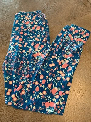 lularoe leggings OS Blue Pink And White Print - Image 1 of 2