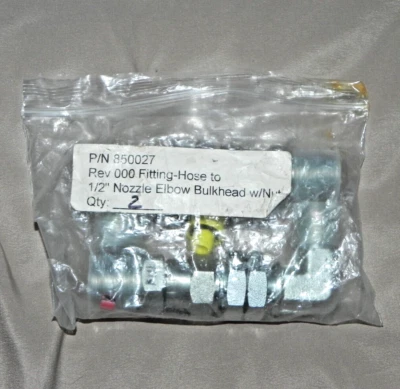 PAIR 1/2" NOZZLE ELBOW BULKHEAD WITH NUT 850027 *Free Shipping* - Image 1 of 4