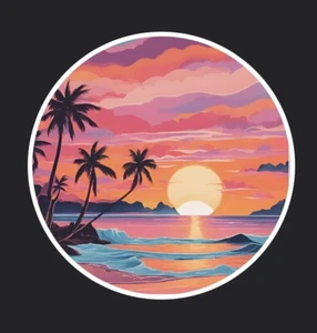 Pretty In Pink Sunset Sticker 3”x3” - Picture 1 of 1