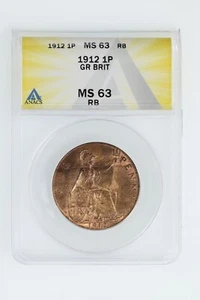 Great Britain 1912 1 Penny KM# 810 ANACS MS 63 RB - Picture 1 of 4