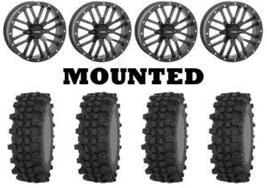Kit 4 Frontline ACP Tires 28x10-14 on System 3 ST-3 Matte Black Wheels IRS - Picture 1 of 5
