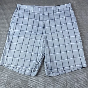 Men Golf Shorts PGA Tour 38 Active Gray Plaid Comfort Stretch Wicking UPF NEW - Picture 1 of 11