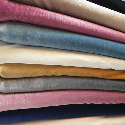 Plain Soft Velour Velvet Stretch Dress Fabric Craft Quilting Material Meter 58" - Image 1 of 4