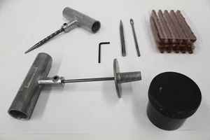 Car Tyre Puncture Repair Kit Heavy Duty steel - 5 Tools Cement 25 Plugs - Picture 1 of 5