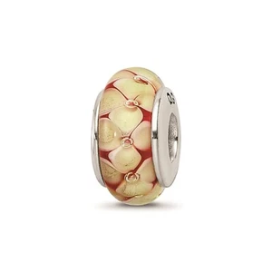 Reflection Beads Sterlingsilber Mundgeblasene Gelb Blumenmuster Glasperlen - Bild 1 von 6