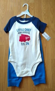Carter's Bodysuit Pants Set 24 Months Fire Truck Boys Toddler Baby Blue NEW - Picture 1 of 7