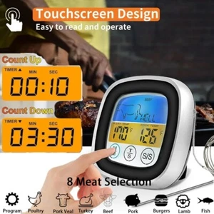 Grillthermometer Digital Bratenthermometer BBQ Smoker Fleischthermometer Fühler - Bild 1 von 12