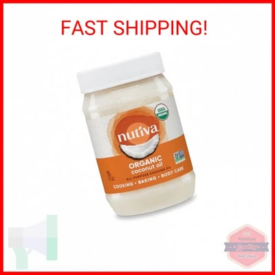 Aceite de coco orgánico refinado al vapor Nutiva, 15 fl oz, orgánico USDA, no transgénico, vegano Foto 1 de 2