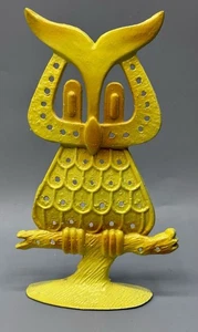 Vintage Owl Bird Earring Jewelry Tree Stand Holder Revere Yellow - Picture 1 of 7