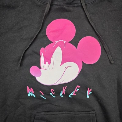 Disney Collection By Neff Mickey Mouse Small Black Hoodie Pink Evil NWOT - Image 1 of 4