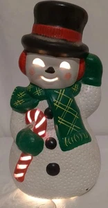 Vintage Hand Painted Ceramic Christmas Frosty the Snowman 12" Lights Up Corded  - Picture 1 of 12