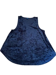 Y2K Rue + Women 1X Black Crushed Velvet Velour Relaxed Fit Tank Top - Picture 1 of 11