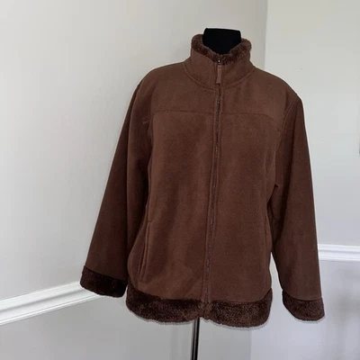 Женская куртка Jane Ashley 1X коричневая на молнии флисовая зимняя верхняя одежда - Изображение 1 из 4