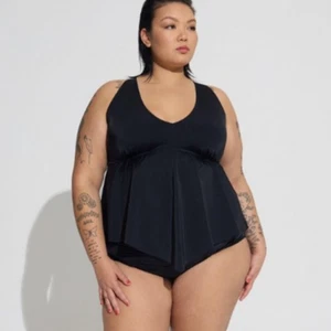 Torrid Tankini Wire free Flounce Ruffle swim top black 6X - Picture 1 of 12