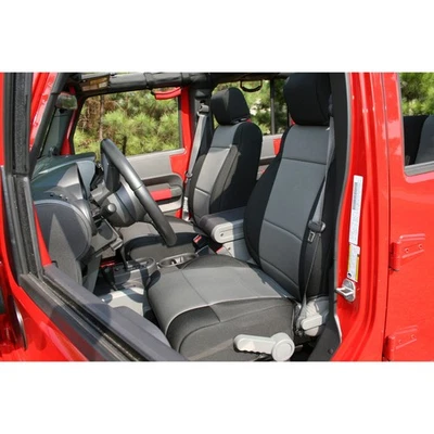 Fundas de asiento delanteras de neopreno Rugged Ridge negras grises para 07-10 Jeep® Wrangler JK  Foto 1 de 4
