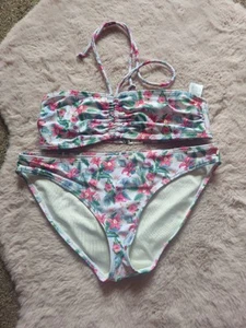 Schicker Bikini geblümt türkis rosa Gr. S - Bild 1 von 3