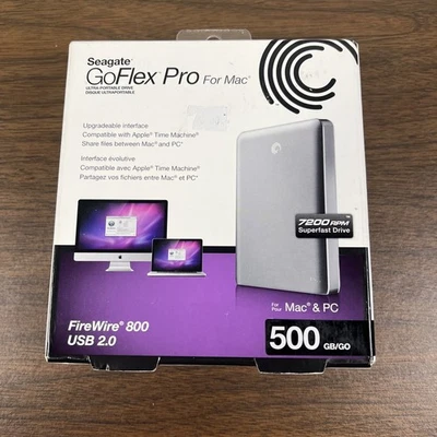 Seagate GoFlex Pro For Mac 500GB External Hard Drive FireWire 800 USB 2.0 SEALED - Image 1 of 4