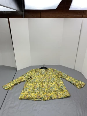 Ralph Lauren Shirt Womens 2XL Yellow Paisley Long Sleeve 100% Cotton Boho Top - Image 1 of 4