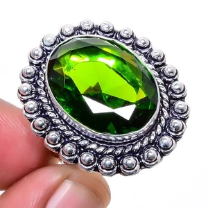Anello birmano peridoto pietra preziosa fatto a mano design antico gioiello s.6,5 M1563 - Foto 1 di 5