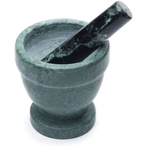 Marble Mortar and Pestle, Green, 4" - Picture 1 of 7
