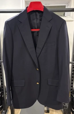 The ANDOVER SHOP Sport Coat Blazer 2 Button Navy Blue Size 42L USA Gold Buttons - Image 1 of 4