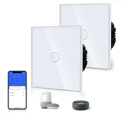 2 Pack of Wi-Fi Smart Light Switch - White Glass - Image 1 of 3