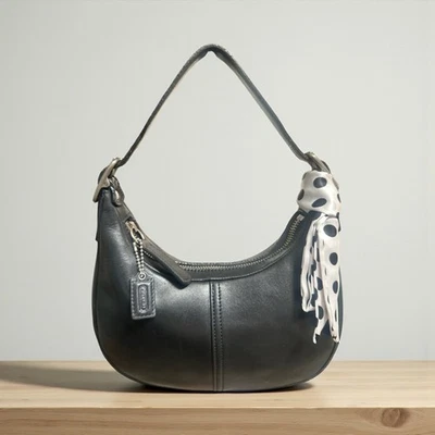 VTG Coach Legacy West Zoe 9593 Black Leather Nickel Mini Hobo Bag Y2K Costa Rica - Image 1 of 4