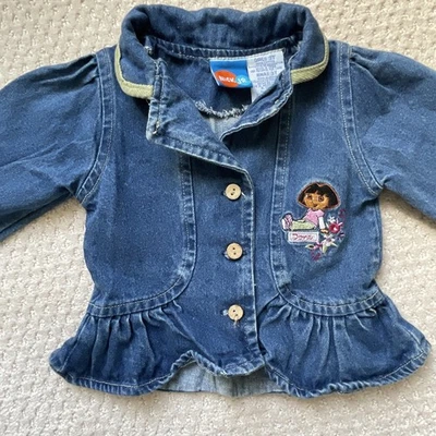 Chaqueta vaquera bordada vintage de los años 2000 Y2K Dora la Exploradora para niñas talla 3T 3 T Foto 1 de 4