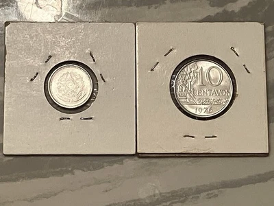 1976 Brazil 10 Centavos & 1986 100 Cruzeiros Old Antique UNC Foreign Coins - Image 1 of 4