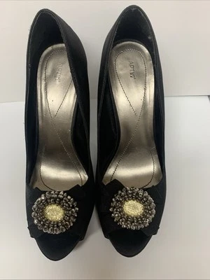 Apt 9 Womens Cindy Black Rhinestone Flower Peep Toe Pump Stiletto Heels Size 10M - Image 1 of 4