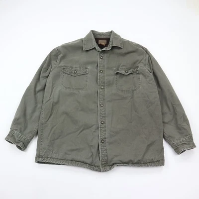 Camisa St Johns Bay Para Hombres Grande Forrada de Vellón Verde Abotonada Ropa de Trabajo Exterior Foto 1 de 4