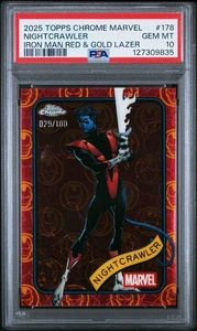 2025 Topps Chrome Marvel Nightcrawler Iron Man Red And Gold Lazer /100 PSA 10 - Picture 1 of 1